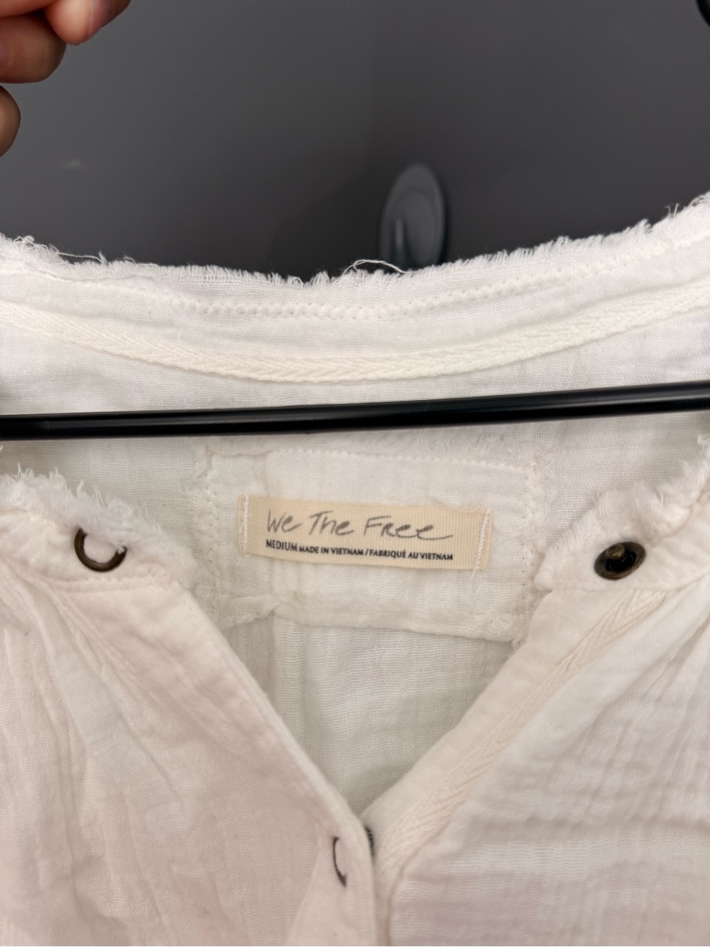 We The Free White Gauze Button Henley Blouse - Picture 4 of 4